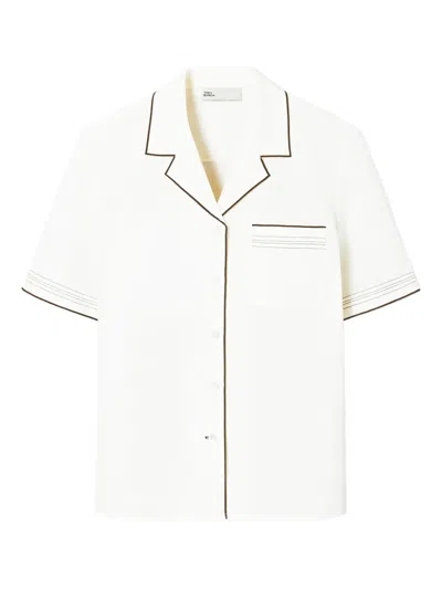 Tory Burch Linen Camp Shirt In White