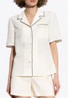 Tory Burch Linen Camp Short-sleeved Shirt In White