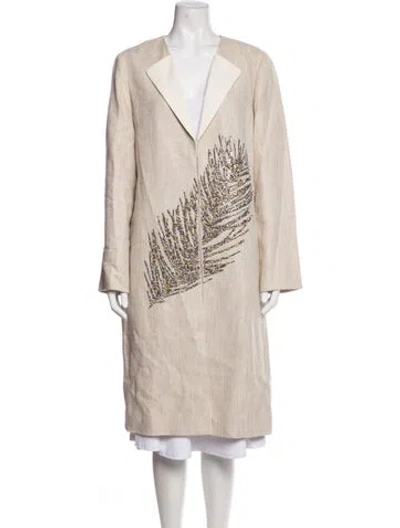 Pre-owned Tory Burch Linen Coat In Neutrals