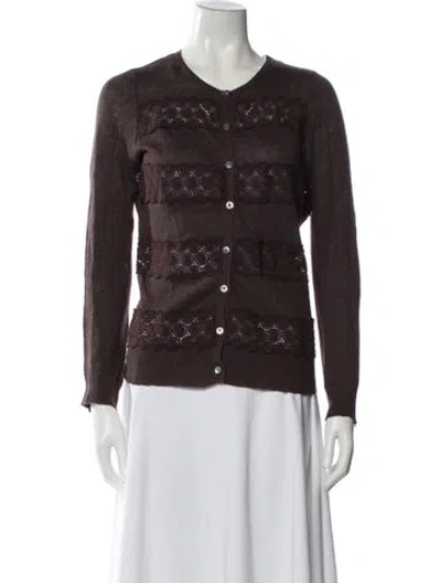 Pre-owned Tory Burch Linen Crew Neck Sweater In Brown