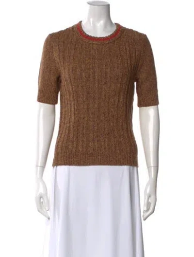Pre-owned Tory Burch Linen Crew Neck Sweater In Brown