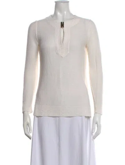 Pre-owned Tory Burch Linen Crew Neck Sweater In Neutral