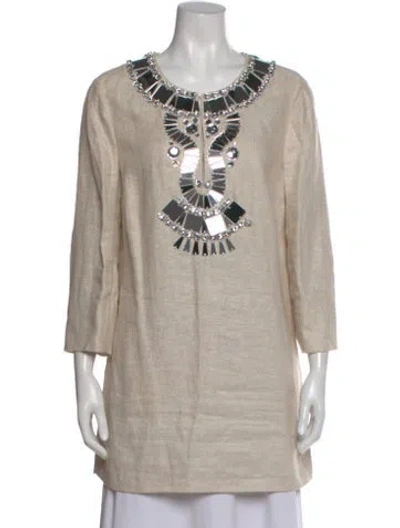 Pre-owned Tory Burch Linen Crew Neck Tunic In Pink