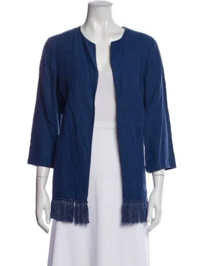 Pre-owned Tory Burch Linen Jacket In Blue