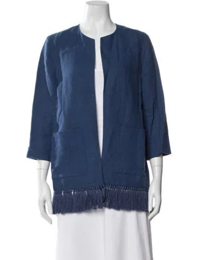 Pre-owned Tory Burch Linen Jacket In Blue
