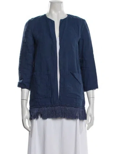 Pre-owned Tory Burch Linen Jacket In Blue