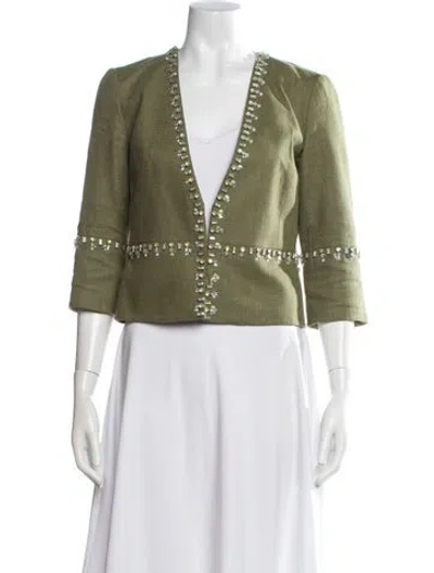 Pre-owned Tory Burch Linen Jacket In Green