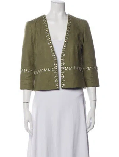 Pre-owned Tory Burch Linen Jacket In Green