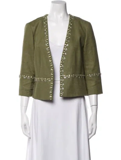 Pre-owned Tory Burch Linen Jacket In Green