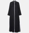 Tory Burch Linen Kaftan Dress Side Slits In Black