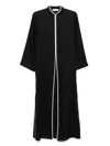 Tory Burch Linen Kaftan Dress Side Slits In Black
