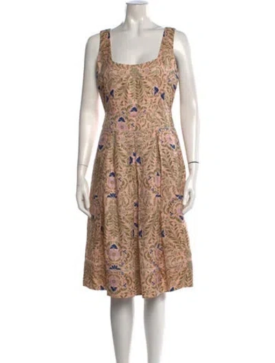 Pre-owned Tory Burch Linen Knee-length Dress In Neutral