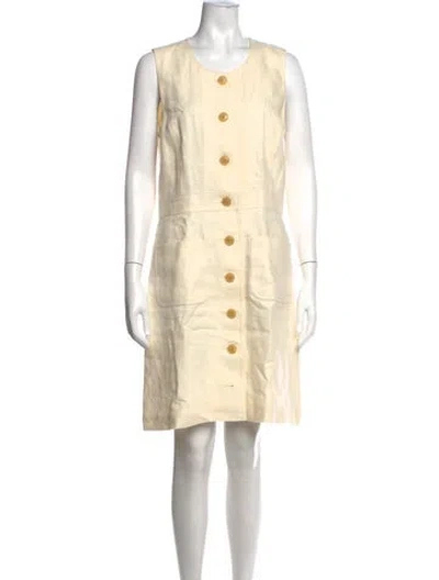 Pre-owned Tory Burch Linen Knee-length Dress In Neutrals