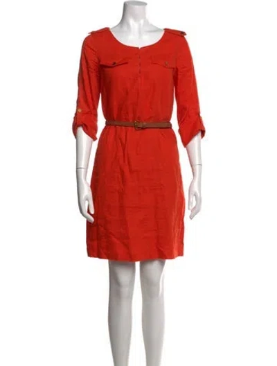 Pre-owned Tory Burch Linen Knee-length Dress In Orange