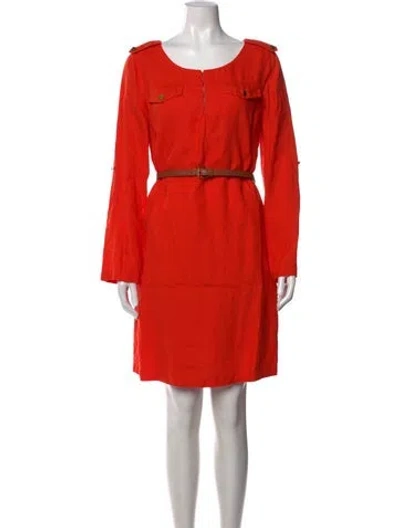 Pre-owned Tory Burch Linen Knee-length Dress In Orange