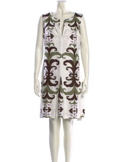 Pre-owned Tory Burch Linen Knee-length Dress In White