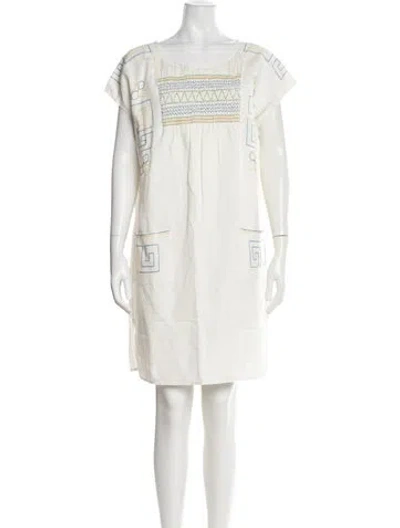 Pre-owned Tory Burch Linen Knee-length Dress In White