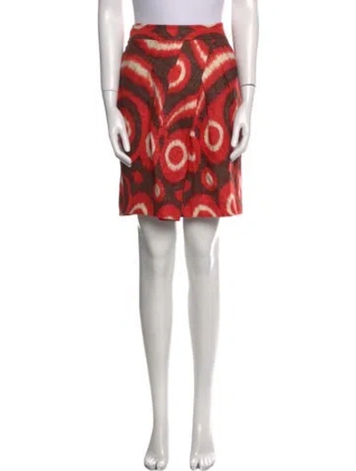 Pre-owned Tory Burch Linen Knee-length Skirt In Red