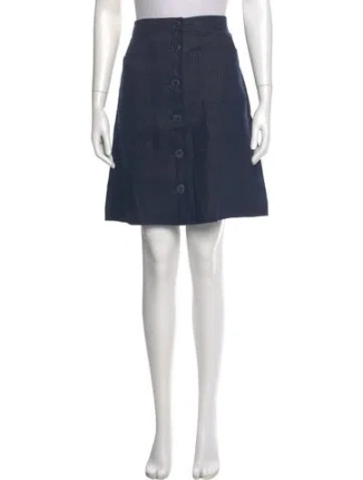 Pre-owned Tory Burch Linen Knee-length Skirt W/ Tags In Blue