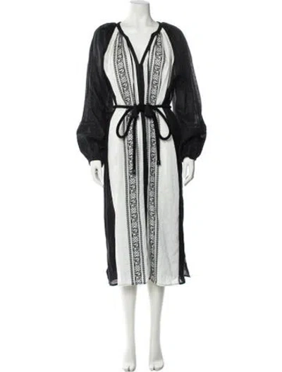 Pre-owned Tory Burch Linen Long Dress In Multi
