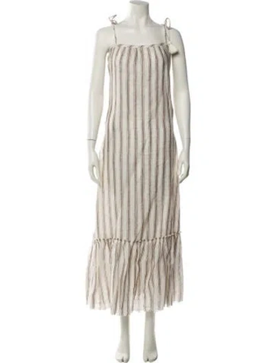 Pre-owned Tory Burch Linen Long Dress In Multi