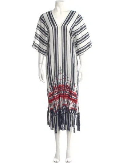 Pre-owned Tory Burch Linen Long Dress In Multi