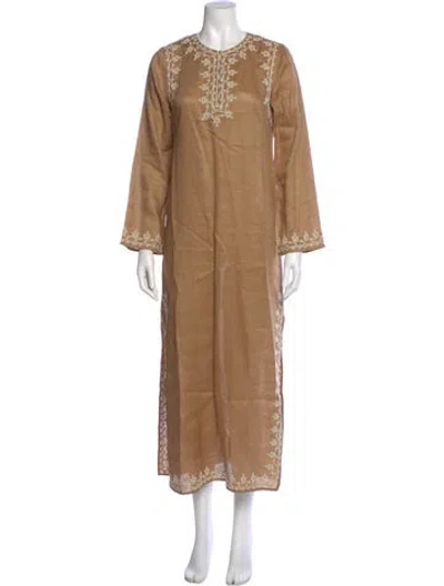 Pre-owned Tory Burch Linen Long Dress In Neutral
