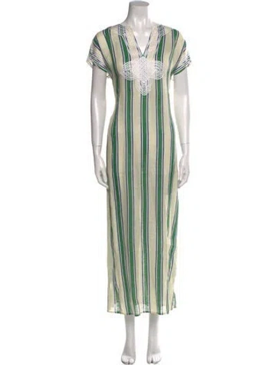 Pre-owned Tory Burch Linen Long Dress In Neutral