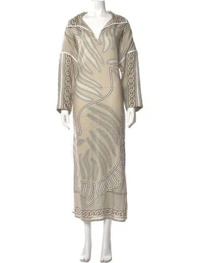 Pre-owned Tory Burch Linen Long Dress In Neutral