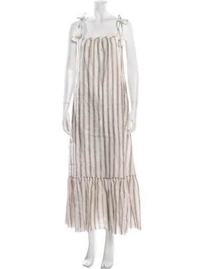 Pre-owned Tory Burch Linen Long Dress In Neutral