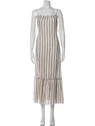Pre-owned Tory Burch Linen Long Dress In Neutral