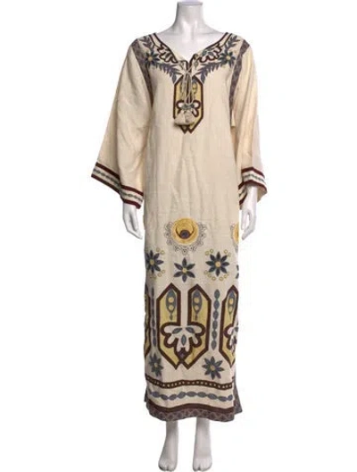 Pre-owned Tory Burch Linen Long Dress In Neutrals