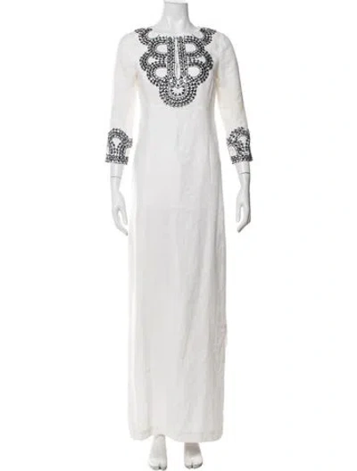 Pre-owned Tory Burch Linen Long Dress In Neutrals