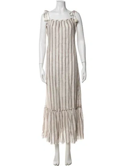 Pre-owned Tory Burch Linen Long Dress In Neutrals