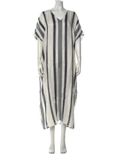 Pre-owned Tory Burch Linen Long Dress In Neutrals