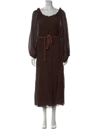 Pre-owned Tory Burch Linen Long Dress W/ Tags In Brown