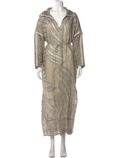 Pre-owned Tory Burch Linen Long Dress W/ Tags In Neutral
