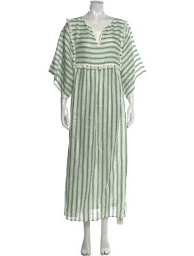 Pre-owned Tory Burch Linen Long Dress In White