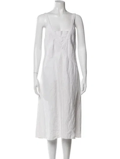 Pre-owned Tory Burch Linen Long Dress In White