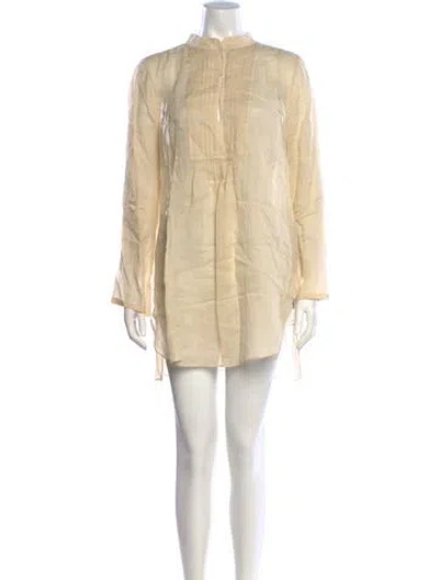 Pre-owned Tory Burch Linen Long Sleeve Tunic In Neutrals