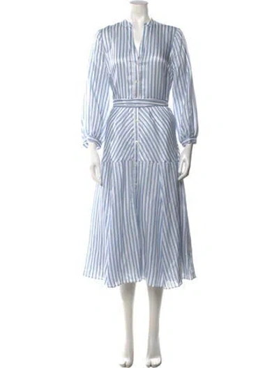Pre-owned Tory Burch Linen Midi Length Dress In Blue