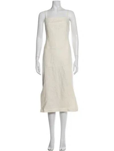 Pre-owned Tory Burch Linen Midi Length Dress W/ Tags In Neutral