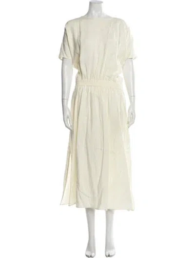 Pre-owned Tory Burch Linen Midi Length Dress In White