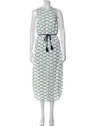 Pre-owned Tory Burch Linen Midi Length Dress In White