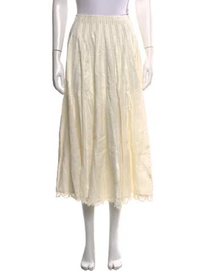 Pre-owned Tory Burch Linen Midi Length Skirt In Neutrals