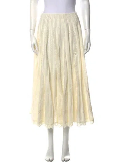Pre-owned Tory Burch Linen Midi Length Skirt In Neutrals