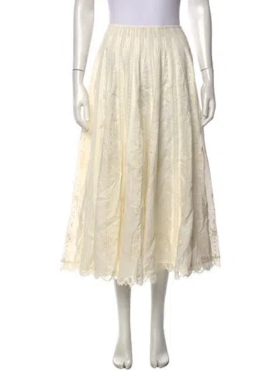 Pre-owned Tory Burch Linen Midi Length Skirt In Neutrals