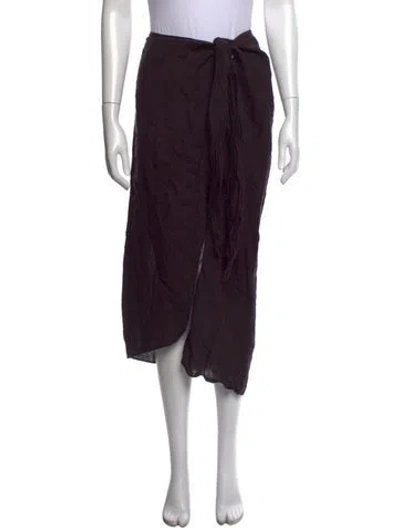 Pre-owned Tory Burch Linen Midi Length Skirt In Purple