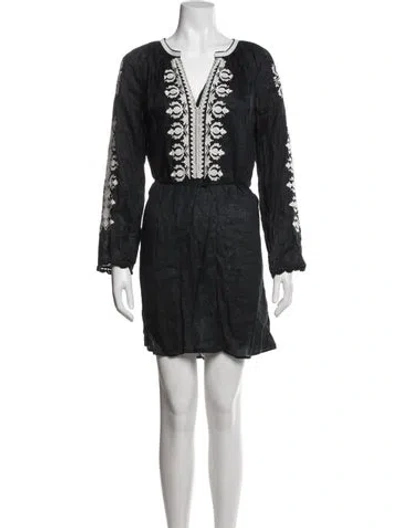 Pre-owned Tory Burch Linen Mini Dress In Black