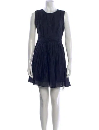 Pre-owned Tory Burch Linen Mini Dress In Blue